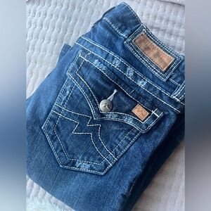 Low waisted bootcut Miss Me jeans, size 28 Long (hardly worn)
